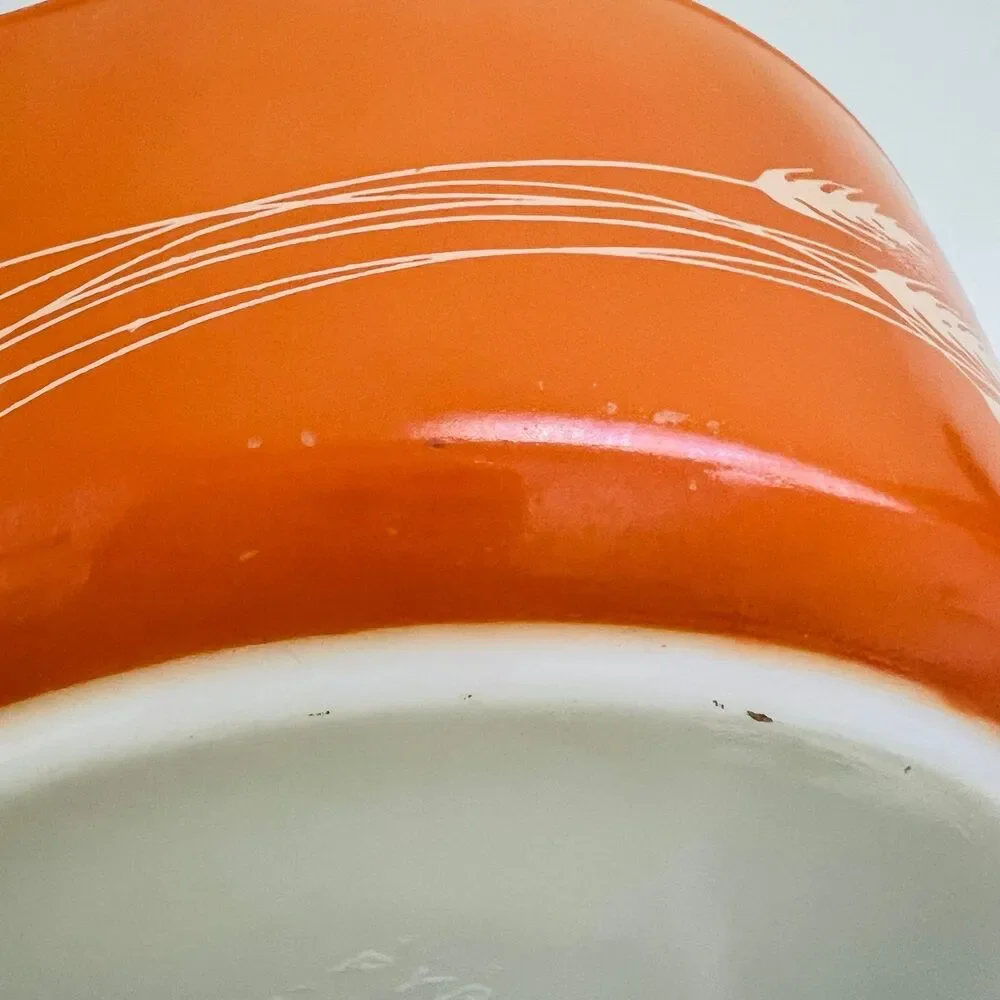 PYREX Rust Orange Autumn Harvest White Wheat Stalks 472-B Casserole Dish 750 ml
